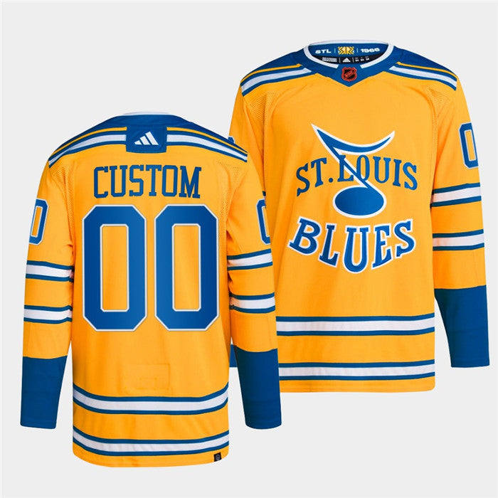 Custom St. Louis Blues yellow Reverse Retro jersey