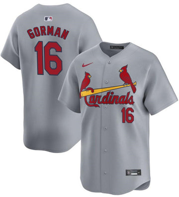 Nolan Gorman St. Louis Cardinals gray Away jersey