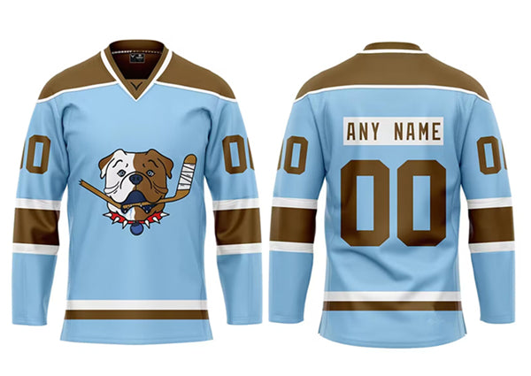 Custom Sudbury Blueberry Bulldogs blue jersey