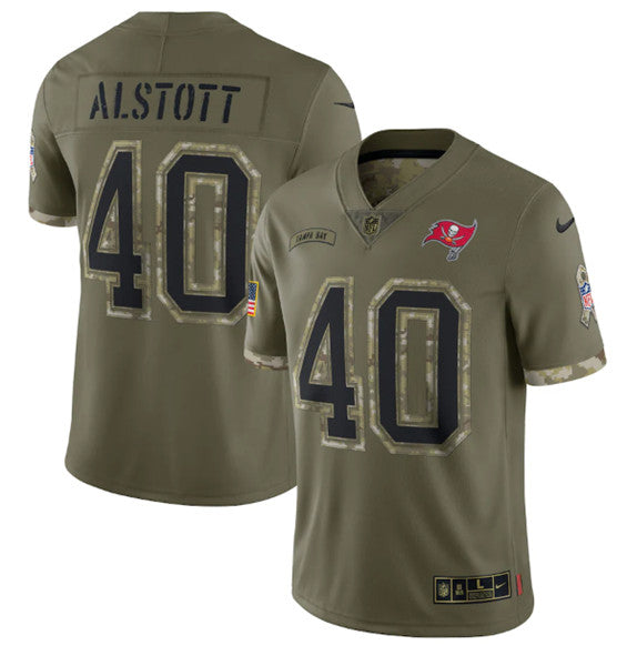 Mike Alstott Tampa Bay Buccaneers olive Salute To Service jersey