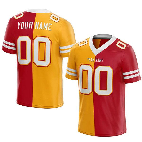 Custom Tampa Bay Buccaneers red-yellow-white Split jersey