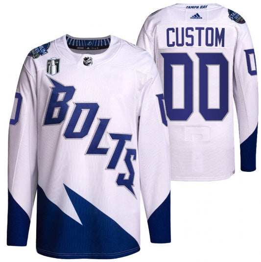 Custom Tampa Bay Lightning white jersey