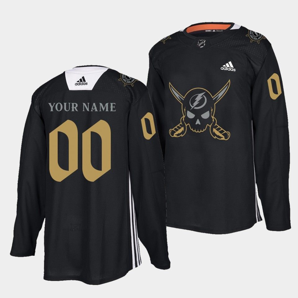 Custom Tampa Bay Lightning black jersey