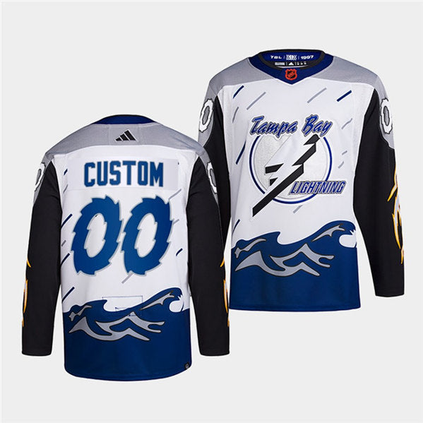 Custom Tampa Bay Lightning white Reverse Retro jersey