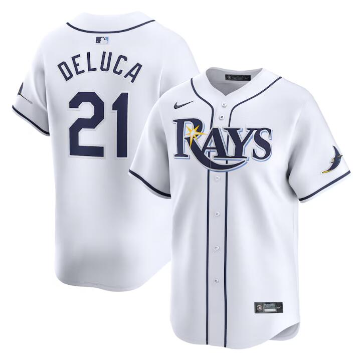 Jonny DeLuca Tampa Bay Rays white Home jersey