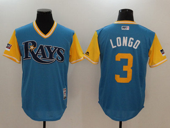 Evan Longoria Longo Majestic Royal-Light Tampa Bay Rays yellow jersey