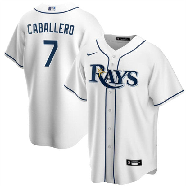 Jose Caballero Tampa Bay Rays white jersey