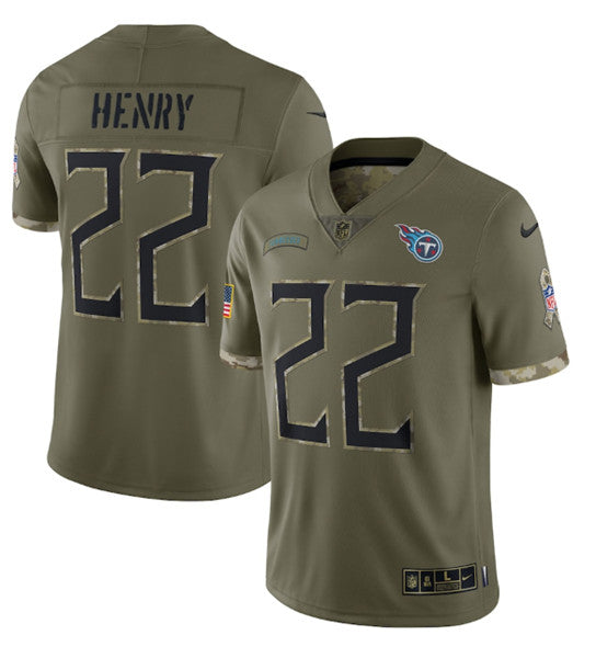 Derrick Henry Tennessee Titans olive Salute To Service jersey