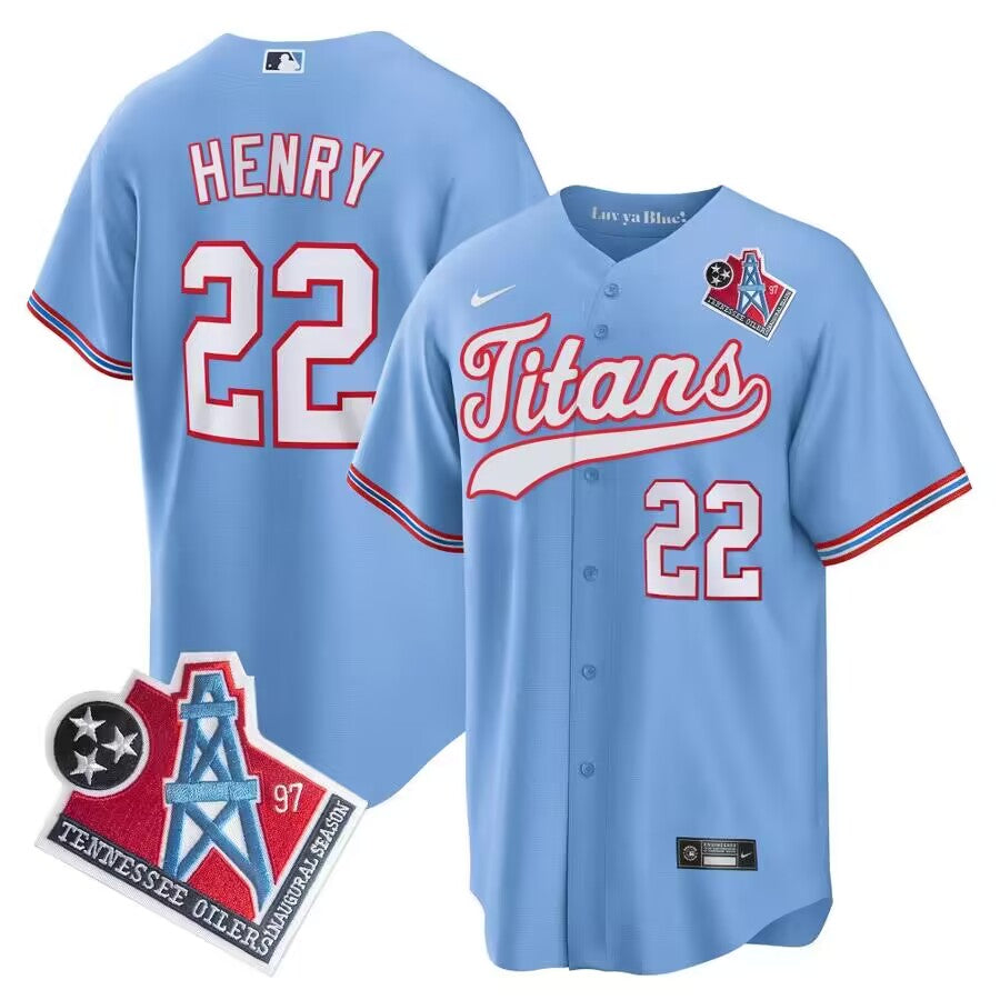Derrick Henry Tennessee Titans blue Throwback jersey