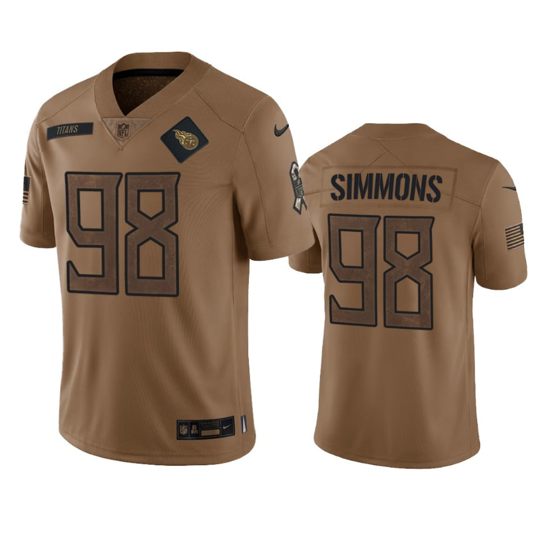 Jeffery Simmons Tennessee Titans brown Salute To Service jersey