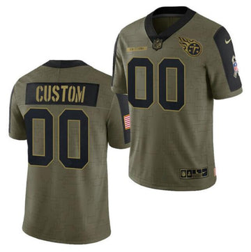 Custom Tennessee Titans olive Salute To Service jersey