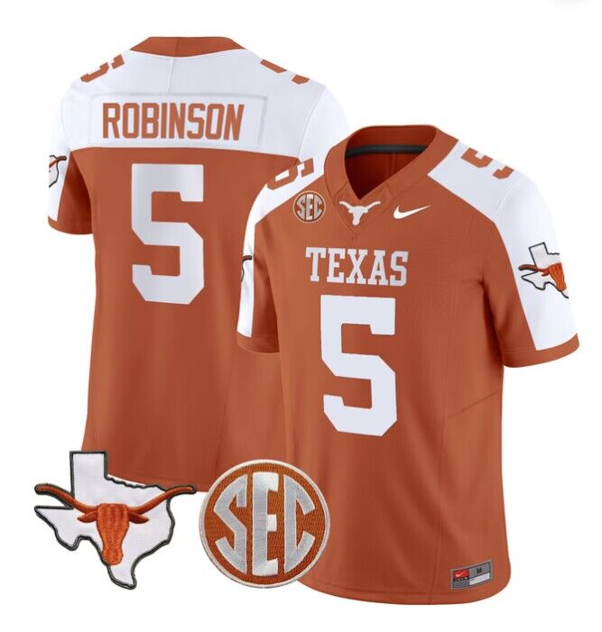 Bijan Robinson Texas Longhorns orange FUSE jersey