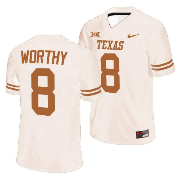 Xavier Worthy Texas Longhorns cream jersey