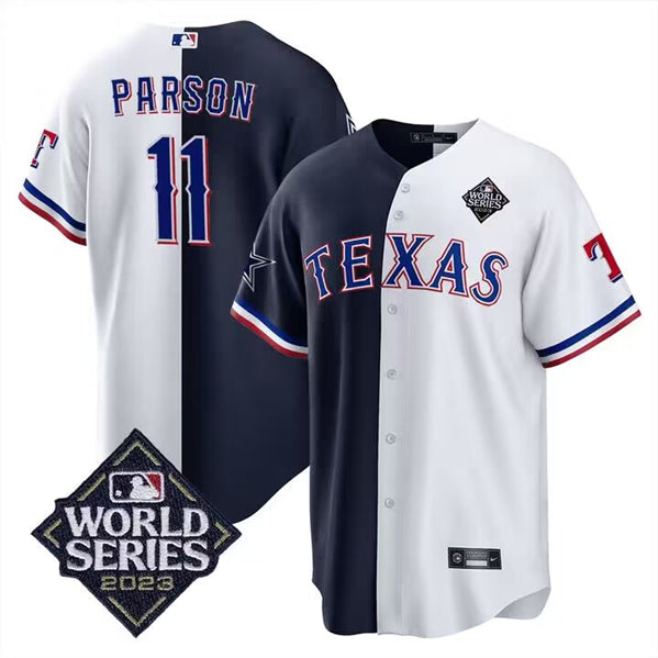 Micah Parsons Texas Rangers white-navy Split jersey