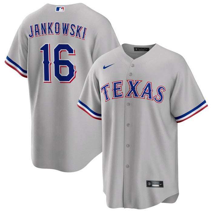 Travis Jankowski Texas Rangers gray jersey