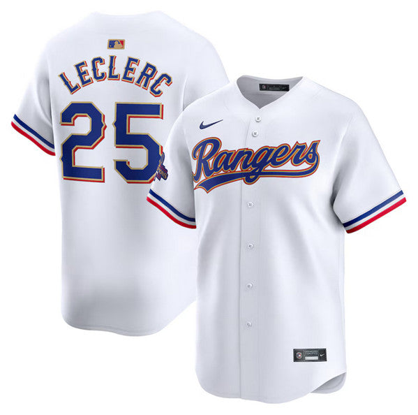 Jose Leclerc Texas Rangers white Gold Collection jersey