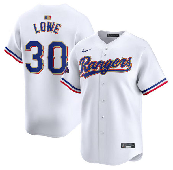 Nathaniel Lowe Texas Rangers white Gold Collection jersey