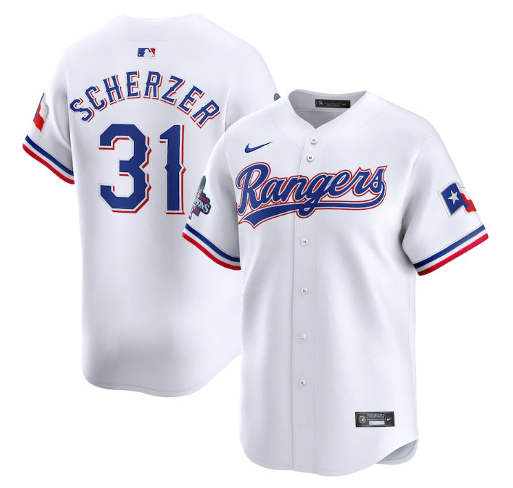 Max Scherzer Texas Rangers white jersey