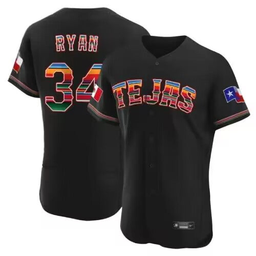 Nolan Ryan Mexican Texas Rangers black jersey