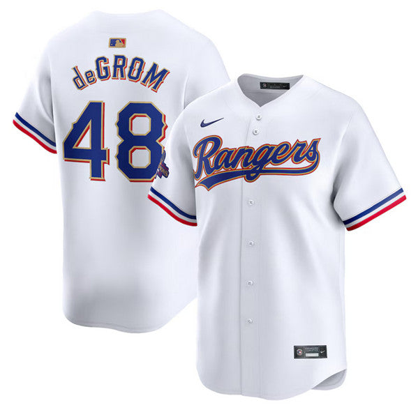 Jacob Texas Rangers white Gold Collection jersey
