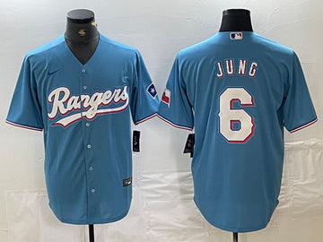 Josh Jung Texas Rangers blue jersey