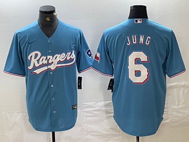 Josh Jung Texas Rangers blue jersey