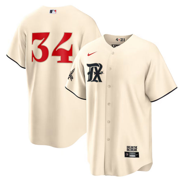 Custom Texas Rangers cream City Connect jersey