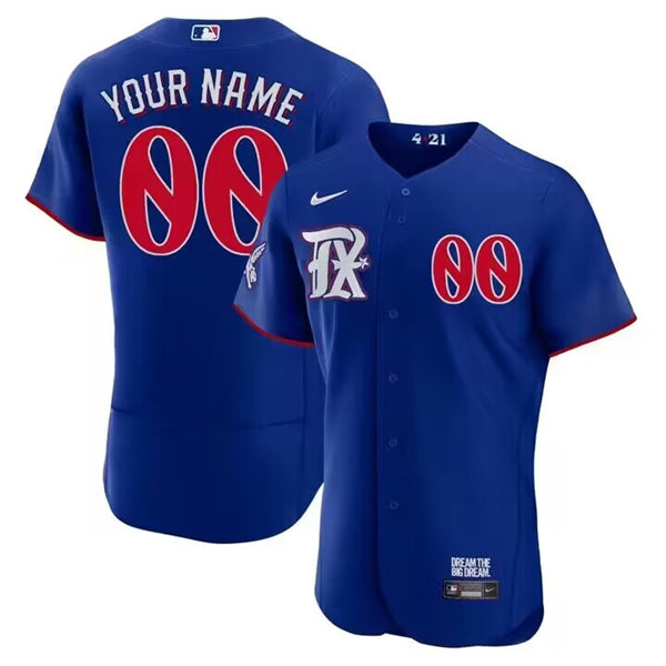 Custom Texas Rangers royal City Connect jersey