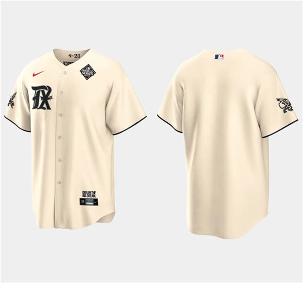 Custom Texas Rangers cream City Connect jersey