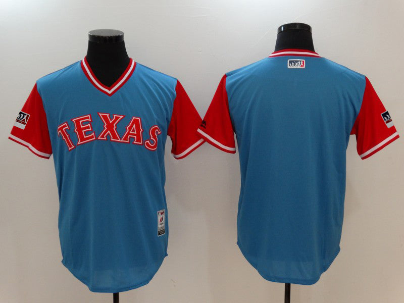 Majestic Texas Rangers blue-red jersey