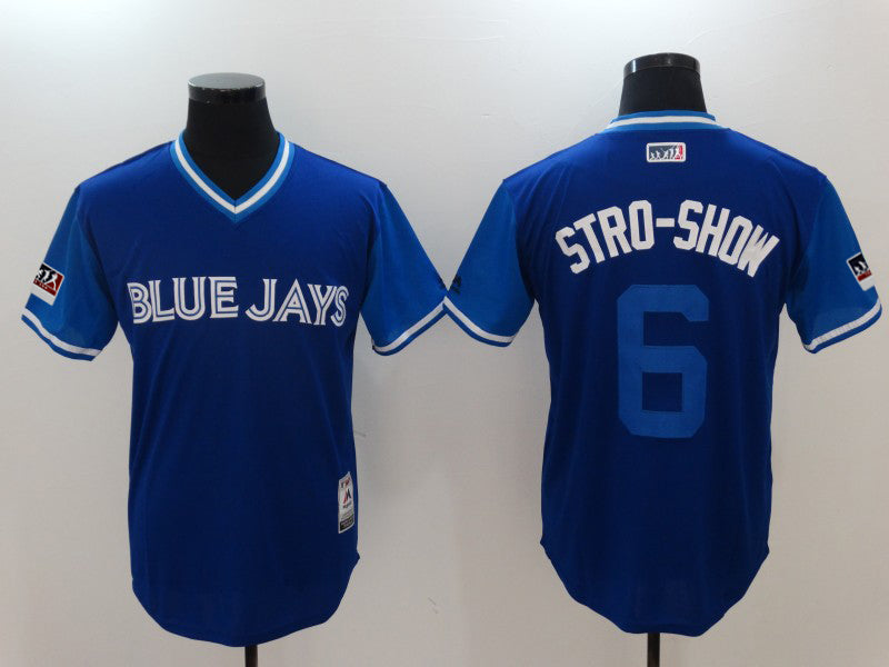 Marcus StromanStro-Show Majestic Royal-Light Toronto Blue Jays jersey