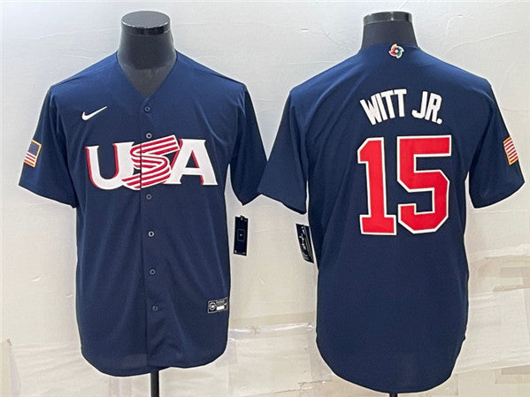 Bobby Witt Jr USA Baseball navy Classic jersey