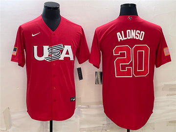 Pete Alonso USA Baseball red Classic jersey