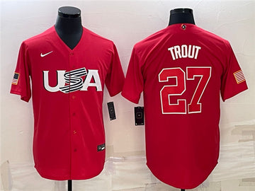 Mike Trout USA Baseball red Classic jersey