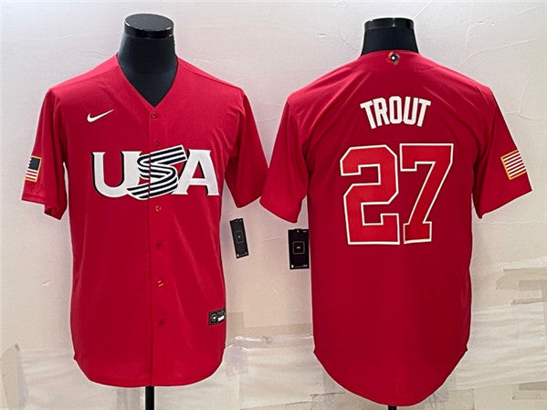 Mike Trout USA Baseball red Classic jersey