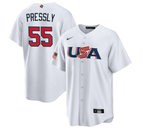 Ryan Pressly USA Baseball white Classic jersey