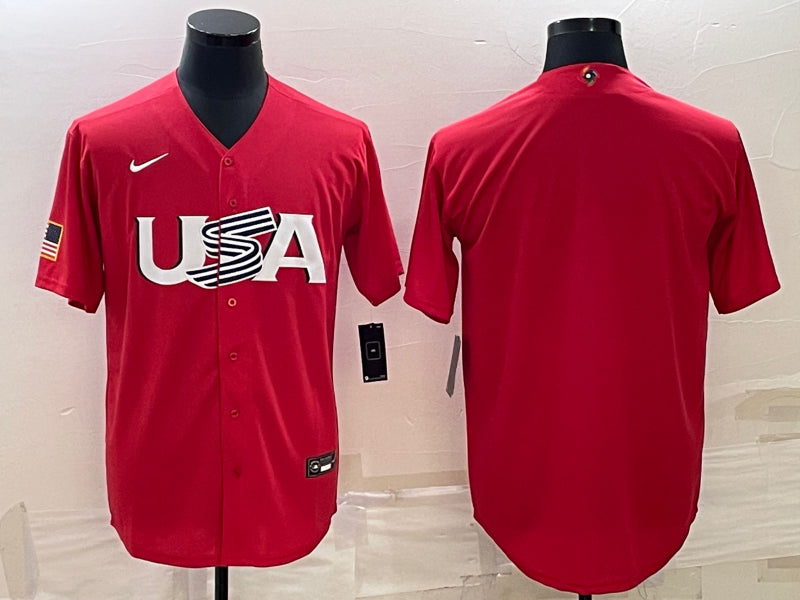Custom USA Baseball red Classic jersey