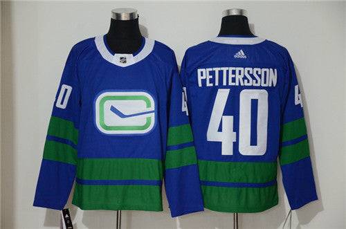 Elias Pettersson Vancouver Canucks blue jersey