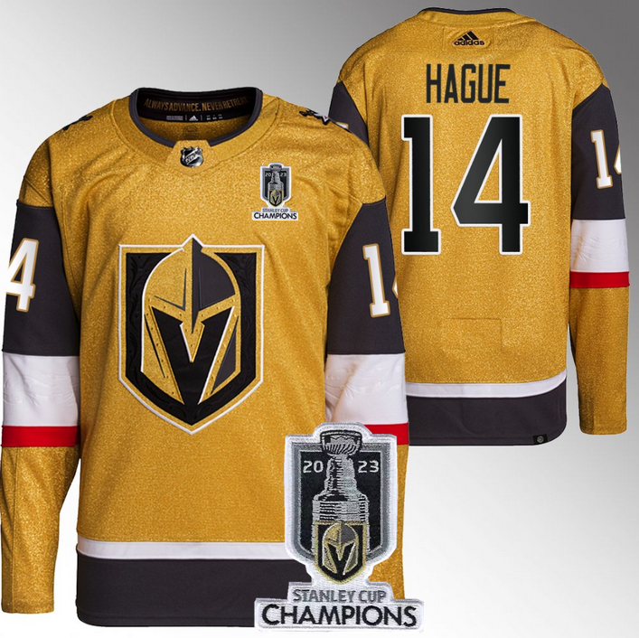 Nicolas Hague Vegas Golden Knights gold jersey