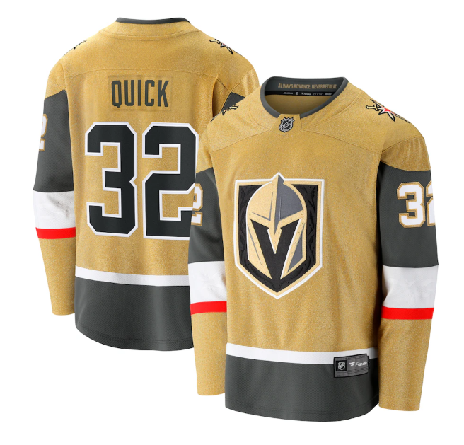 Jonathan Quick Vegas Golden Knights gold jersey