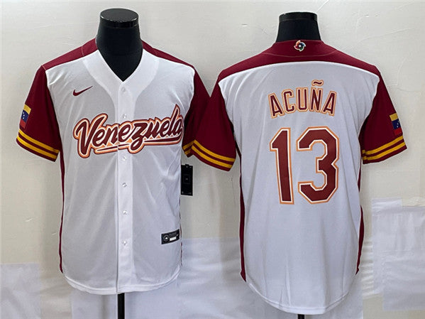 Venezuela Acuna Jr Venezuela Baseball white Classic jersey