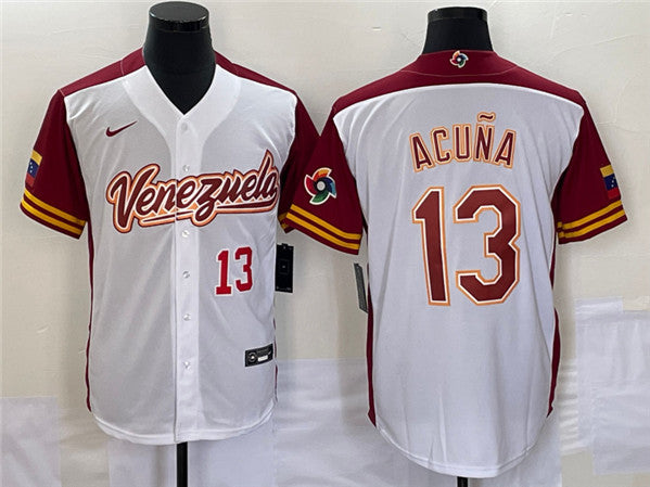 Venezuela Acuna Jr Venezuela Baseball white Classic jersey
