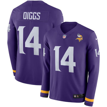 Vikings #14 Stefon Diggs Purple Therma Long Sleeve Jersey