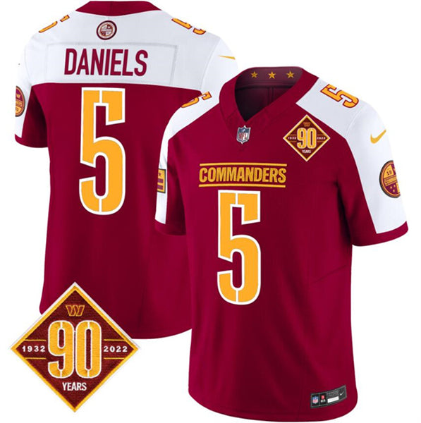 Jayden Daniels Washington Commanders burgundy-white FUSE jersey