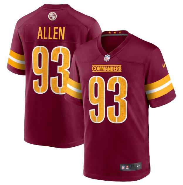 Jonathan Allen Washington Commanders burgundy Game jersey