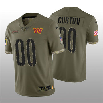 Custom Washington Commanders olive Salute To Service jersey