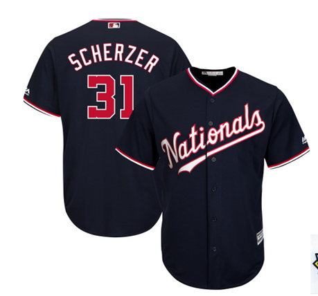 Max Scherzer Majestic Washington Nationals navy jersey