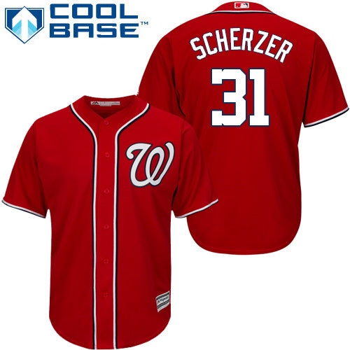 Max Scherzer Majestic Washington Nationals red jersey