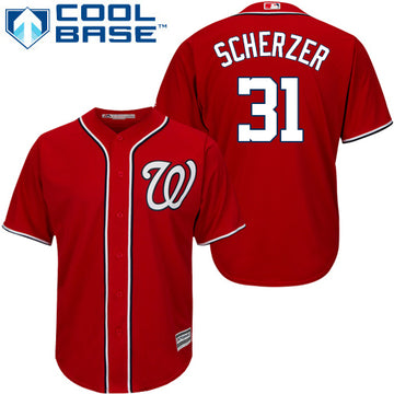 Max Scherzer Majestic Washington Nationals red jersey
