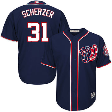 Max Scherzer Washington Nationals navy jersey